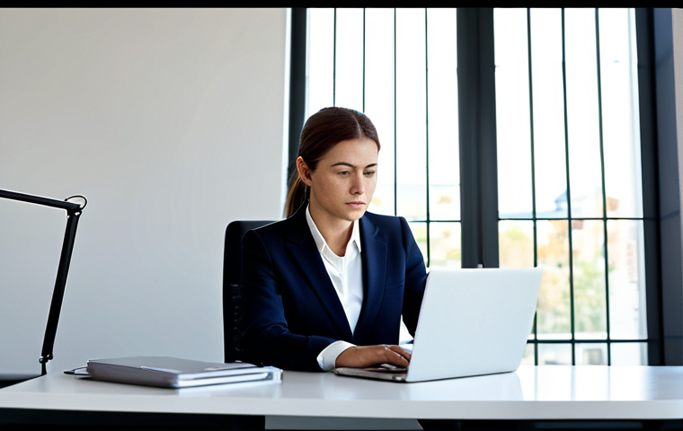 Focused Professional**
A professional woman in a stylish, fully clothed business suit, working at a clean and organized desk in a modern, minimalist office. Natural light streams in from a nearby window. She is focused and typing on a laptop. Safe for work, appropriate content, fully clothed, professional, perfect anatomy, correct proportions, natural pose, well-formed hands.
**