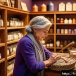 Home 19 심리학적 접근 - A cozy French boutique interior softly lit with warm, ambient lighting, featuring shelves stocked wi...