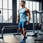 Home 23 스포츠 인체 해부학 - A detailed anatomical illustration of a male athlete in sportswear performing a dynamic leg workout ...